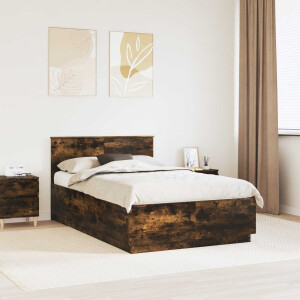 vidaXL Bedframe met hoofdeinde Gerookt eiken 120 x 190 cm Bewerkt hout