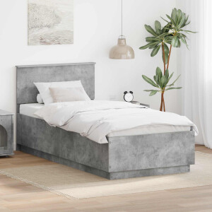 vidaXL Bedframe met hoofdeinde Betongrijs 100 x 200 cm Bewerkt hout