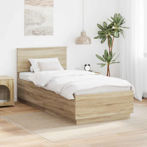 vidaXL Bedframe met hoofdeinde Sonoma Eiken 70 x 190 cm Bewerkt hout