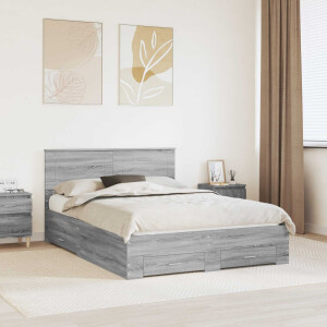 vidaXL Bedframe met hoofdeinde Grijs Sonoma 140 x 200 cm Bewerkt hout