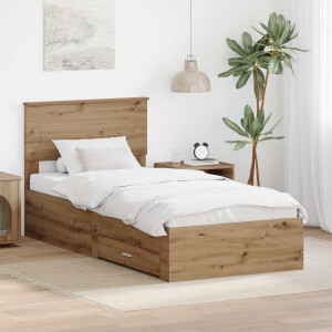 vidaXL Bedframe met hoofdeinde Artisan Eiken 100 x 200 cm Bewerkt hout