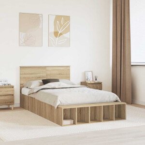 vidaXL Bedframe met plank Sonoma Eiken 120 x 190 cm Bewerkt hout