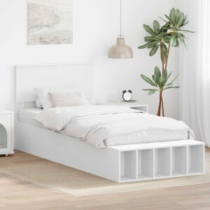 vidaXL Bedframe met plank met hoofdeinde Wit 75 x 190 cm Bewerkt hout