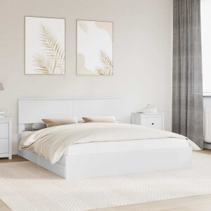 vidaXL Opslag bed met hoofdeinde Wit 180 x 200 cm Bewerkt hout