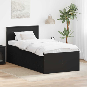vidaXL Slaapbank met lade met opslag Zwart 100 x 200 cm Bewerkt hout