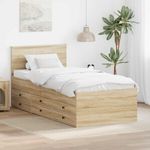 vidaXL Slaapbank Sonoma Eiken en Zwart 100 x 200 cm Bewerkt hout