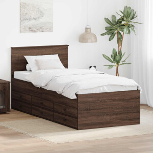 vidaXL Slaapbank Bruin Eiken en Zwart 100 x 200 cm Bewerkt hout