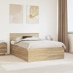 vidaXL Bedframe met hoofdeinde Sonoma Eiken 150 x 200 cm Bewerkt hout