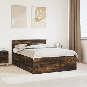 vidaXL Bedframe met hoofdeinde Gerookt eiken 150 x 200 cm Bewerkt hout