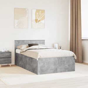vidaXL Bedframe met hoofdeinde Beton Grijs 135 x 190 cm Bewerkt hout