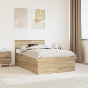 vidaXL Bedframe met hoofdeinde Sonoma Eiken 120 x 200 cm Bewerkt hout