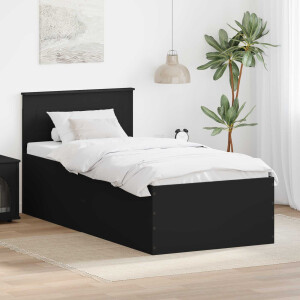 vidaXL Bedframe met hoofdeinde Zwart 75 x 190 cm Bewerkt hout