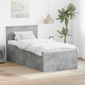 vidaXL Bedframe met hoofdeinde Beton Grijs 75 x 190 cm Bewerkt hout