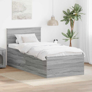 vidaXL Bedframe met hoofdeinde Grijs Sonoma 75 x 190 cm Bewerkt hout