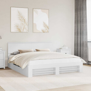 vidaXL Bedframe met hoofdeinde Wit 200 x 200 cm Bewerkt hout