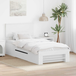vidaXL Bedframe met hoofdeinde Wit 90 x 200 cm Bewerkt hout