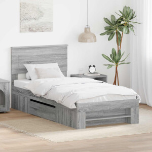 vidaXL Bedframe met hoofdeinde Grijs Sonoma 80 x 200 cm Bewerkt hout