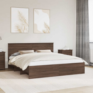 vidaXL Bedframe met hoofdeinde Bruin Eiken 200 x 200 cm Bewerkt hout