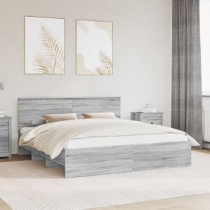 vidaXL Bedframe met hoofdeinde Grijs Sonoma 180 x 200 cm Bewerkt hout