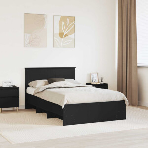 vidaXL Bedframe met hoofdeinde Zwart 120 x 123 cm Bewerkt hout