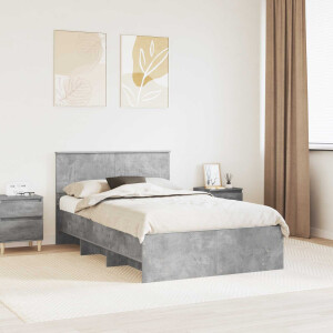 vidaXL Bedframe met hoofdeinde Beton Grijs 120 x 123 cm Bewerkt hout