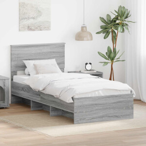 vidaXL Bedframe met hoofdeinde Grijs Sonoma 90 x 200 cm Bewerkt hout