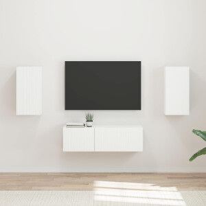 vidaXL TV Wandkast Set Wandgemonteerd 4 pcs Wit Bewerkt hout