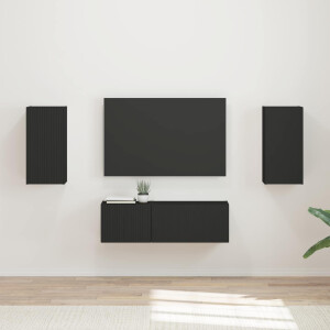 vidaXL TV Wandkast Set Wandgemonteerd 4 pcs Zwart Bewerkt hout
