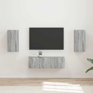 vidaXL TV Wandkast Set Wandgemonteerd 4 pcs Grijs Sonoma Bewerkt hout