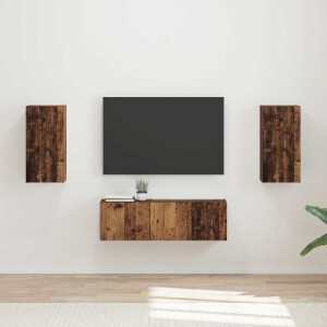 vidaXL TV Wandkast Set Wandgemonteerd 4 pcs Oudhout Bewerkt hout