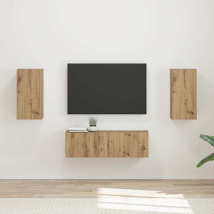 vidaXL TV Wandkast Set Wandgemonteerd 4 pcs Artisan Eiken Bewerkt hout
