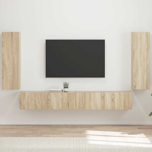 vidaXL TV Wandkast Set Wandgemonteerd 4 pcs Sonoma Eiken Bewerkt hout