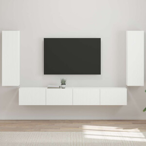 vidaXL TV Wandkast Set Wandgemonteerd 4 pcs Hoogglans wit Bewerkt hout