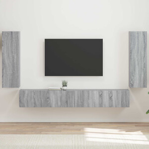 vidaXL TV Wandkast Set Wandgemonteerd 4 pcs Grijs Sonoma Bewerkt hout