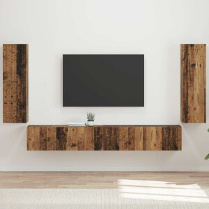 vidaXL TV Wandkast Set 4 pcs 29,5 x 31 x 100 cm Oudhout Bewerkt hout