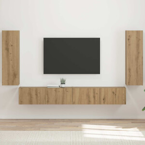vidaXL TV Wandkast Set Wandgemonteerd 4 pcs Artisan Eiken Bewerkt hout