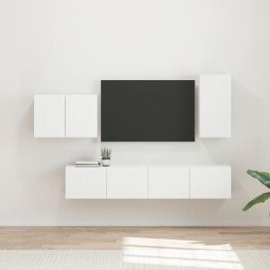 vidaXL TV Wandkast Set Wandgemonteerd 4 pcs Wit Bewerkt hout