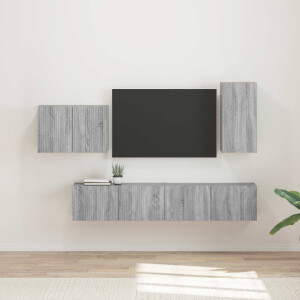 vidaXL TV Wandkast Set Wandgemonteerd 4 pcs Grijs Sonoma Bewerkt hout