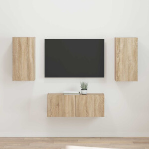 vidaXL Tv-meubelset Wandgemonteerd 2 pcs Sonoma Eiken Bewerkt hout