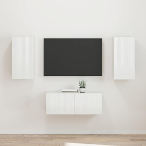 vidaXL Tv-meubelset Wandgemonteerd 2 pcs Hoogglans wit Bewerkt hout