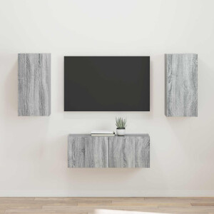 vidaXL Tv-meubelset Wandgemonteerd 2 pcs Grijs Sonoma Bewerkt hout