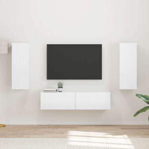 vidaXL Tv-meubelset Wandgemonteerd 2 pcs Hoogglans wit Bewerkt hout