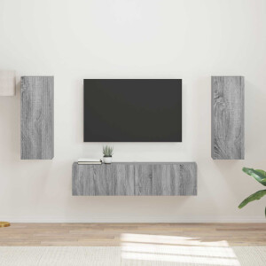 vidaXL Tv-meubelset Wandgemonteerd 2 pcs Grijs Sonoma Bewerkt hout