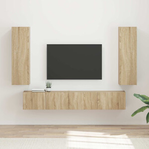 vidaXL Tv-meubelset Wandgemonteerd 3 pcs Sonoma Eiken Bewerkt hout