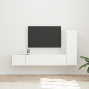 vidaXL Tv-meubelset Wandgemonteerd 3 pcs Wit Bewerkt hout
