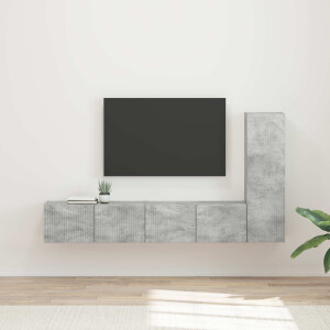vidaXL Tv-meubelset Wandgemonteerd 3 pcs Beton Grijs Bewerkt hout