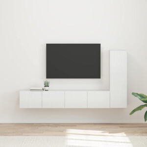 vidaXL Tv-meubelset Wandgemonteerd 3 pcs Hoogglans wit Bewerkt hout