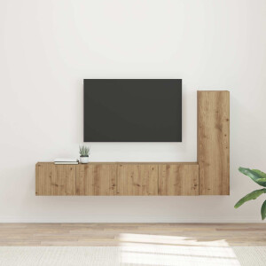 vidaXL Tv-meubelset Wandgemonteerd 3 pcs Artisan Eiken Bewerkt hout