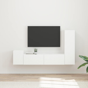 vidaXL Tv-meubelset Wandgemonteerd 4 pcs Wit Bewerkt hout