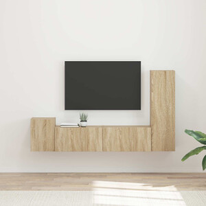 vidaXL Tv-meubelset Wandgemonteerd 4 pcs Sonoma Eiken Bewerkt hout